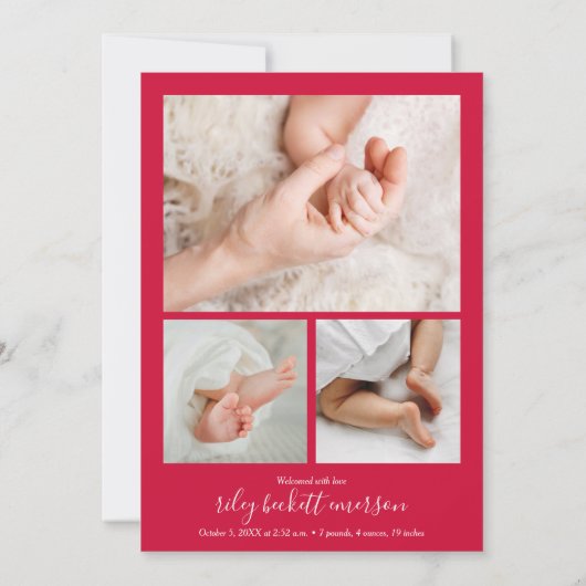 Foto Collage Kerstmis Geboorte Aankondiging (Achterkant)