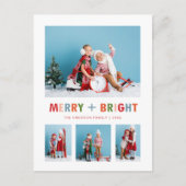 Foto collage Kerstmis Merry and Bright Feestdagenkaart (Voorkant)