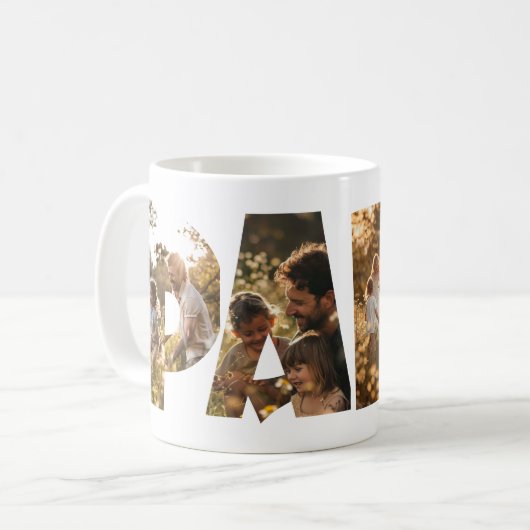 Foto Collage Knipsel Letters PAPA Koffiemok (Voorkant links)