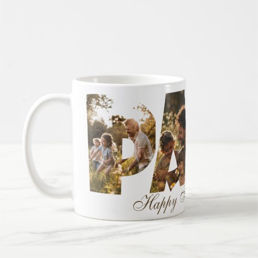 Foto Collage Knipsel Letters PAPA Koffiemok (Links)