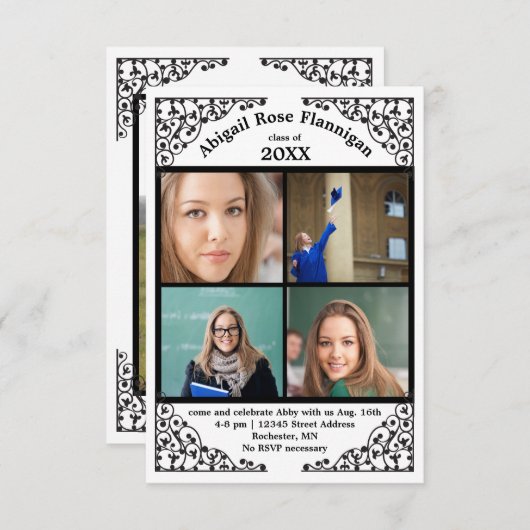 Foto Collage Lace - 3x5 Afstudeerder Aankondiging (Voorkant / Achterkant)