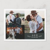 Foto Collage Leaf Monogram Weddenschap Hartelijk d Aankondigingskaart (Voorkant)