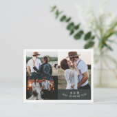 Foto Collage Leaf Monogram Weddenschap Hartelijk d Aankondigingskaart (Staand voorkant)