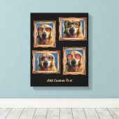 Foto Collage  Lijst Dogs Pets Family Canvas Afdruk (Insitu (Houten vloer))