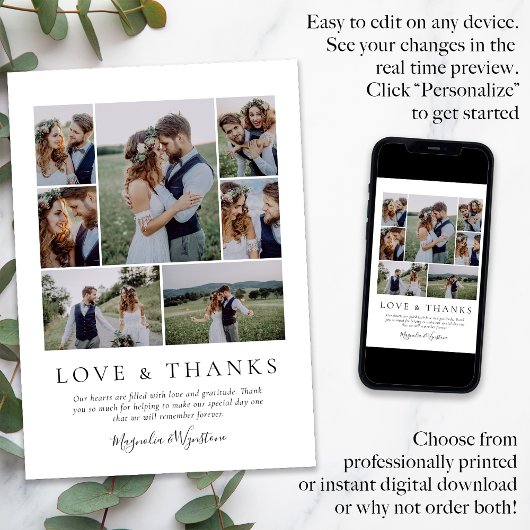 Foto Collage Love and Bedankt Wedding