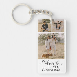 Foto Collage Love You Modern Heart Script Grandma Sleutelhanger