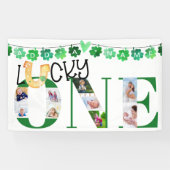 Foto Collage Lucky One Custom 1st Birthday Party Spandoek (Horizontaal)