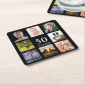foto-collage man zwart voor 50e verlichtingsparty kartonnen onderzetters (Schuin)