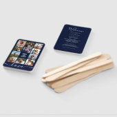 Foto Collage Marine Blauw Huwelijksprogramma Handwaaier (Niet-gemonteerd)