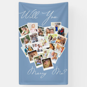 Foto-collage: marry me Blue banner