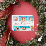 Foto Collage Mele Kalikimaka Folie Feestdagenkaart<br><div class="desc">Verstuur dit feestseizoen met deze leuke,  moderne,  zes fotocollage kerstkaarten! Ze zijn perfect voor het tonen van favoriete foto's van je tropische strandvakantie! De typografie leest "Mele Kalikimaka" in reële folie,  en de achterkant van de kaart bevat een zandontwerp boven een witte achtergrond.</div>