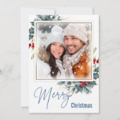 Foto Collage Merry Christmas Blue Style Wish Kaart (Voorkant)