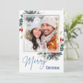 Foto Collage Merry Christmas Blue Style Wish Kaart (Staand voorkant)