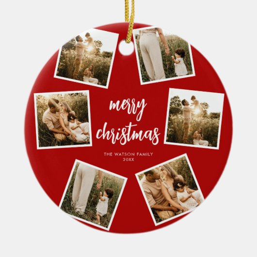 Foto Collage Merry Kerstry Keramisch Ornament (Voorkant)