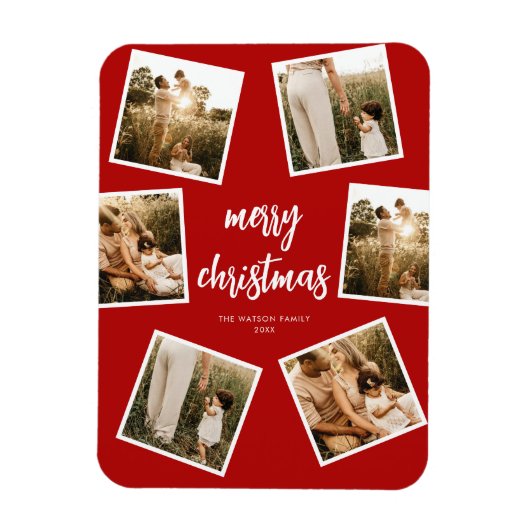 Foto Collage Merry Kerstry Magneet (Verticaal)