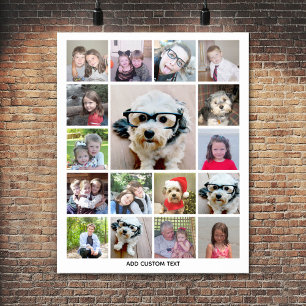 Foto Collage met 17 foto's - kan kleur bewerken Poster