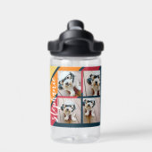 Foto collage met 4 foto's Kleurrijke retrorestappe Waterfles (Achterkant)