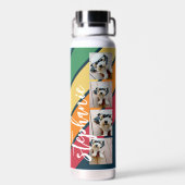 Foto collage met 4 foto's Kleurrijke retrorestappe Waterfles (Achterkant)