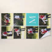 Foto collage met 7 foto's en monogram strandlaken (Voorkant)