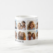 Foto collage met 8 foto's en warmroze accenten koffiemok (Center)