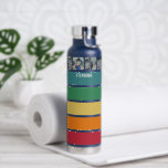 Foto collage met 8 foto's kleurrijke retrostrepen waterfles<br><div class="desc">Zorg ervoor u uw foto's in vierkanten alvorens te uploaden bebouwt. Dit moderne rasterontwerp bevat enkele kleurblokken en een plaats voor een naam of een monogram. De schone lijnen en afgeronde hoeken maken een moderne blik. Voor geavanceerde gebruikers, kunt u op uitgeven klikken/knoop aanpassen en de kleuren van de lijnen...</div>