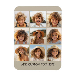 Foto Collage met 9 vierkante foto's - Taupe Magneet