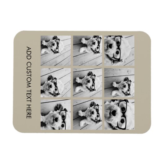 Foto Collage met 9 vierkante foto's - Taupe Magneet (Horizontaal)