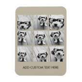 Foto Collage met 9 vierkante foto's - Taupe Magneet (Verticaal)