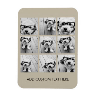 Foto Collage met 9 vierkante foto's - Taupe Magneet