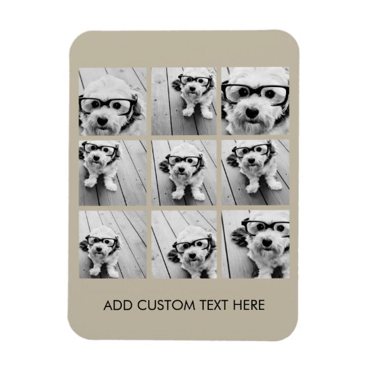 Foto Collage met 9 vierkante foto's - Taupe Magneet (Verticaal)