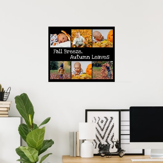 Foto collage met Autumn Theme Black en White Poster (Thuiskantoor)
