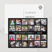 Foto collage met familienaam Datum - zwart Feestdagenkaart (Voorkant / Achterkant)