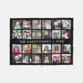 Foto collage met familienaam Datum - zwart Fleece Deken (Voorkant (Horizontaal))
