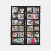 Foto collage met familienaam Datum - zwart Fleece Deken (Voorkant)