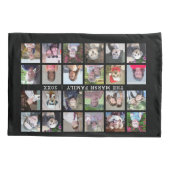 Foto collage met familienaam Datum - zwart Kussensloop (Achterkant)