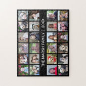 Foto collage met familienaam Datum - zwart Legpuzzel (Verticaal)