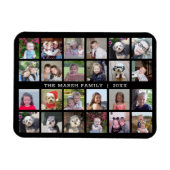 Foto collage met familienaam Datum - zwart Magneet (Horizontaal)