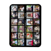Foto collage met familienaam Datum - zwart Magneet (Verticaal)