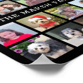 Foto collage met familienaam Datum - zwart Poster (Hoek)
