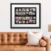 Foto collage met familienaam Datum - zwart Poster
