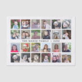 Foto collage met familienaam Datum - zwart Tissuepapier (Voorkant)