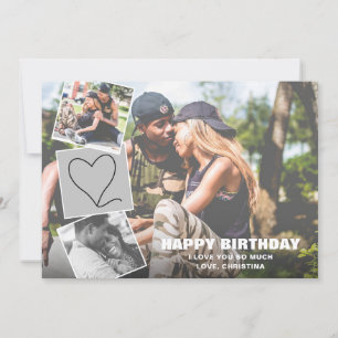 Foto Collage met Heart Happy Birthday Kaart