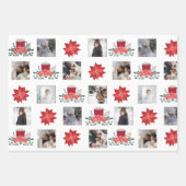 Foto-collage met kerstpunsettia en decor inpakpapier vel (Voorkant 3)