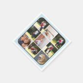 Foto collage met negen foto's, babyblauwe rand servet (Hoek)