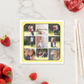 Foto collage met negen foto's, bleek gele rand servet (Insitu)