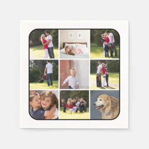 Foto collage met negen foto's en witte rand servet