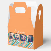 Foto collage met Oranje en Blauwgroen Chevrons Bedankdoosjes (Geopend)