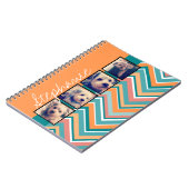 Foto collage met Oranje en Blauwgroen Chevrons Notitieboek (Linkerzijde)