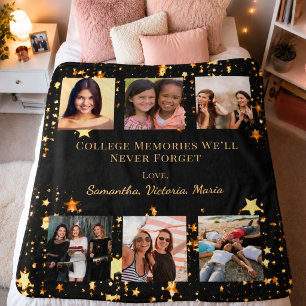 Foto-collage met universiteitsherinneringen in zwa fleece deken