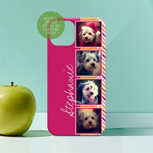 Foto-collage met warmroze en Oranje scharretjes Case-Mate iPhone Case